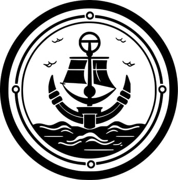 Nautical, Black and White Vector illustration