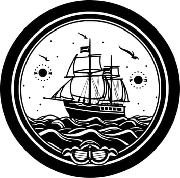 Nautical - Black and White Isolated Icon - Vector illustration
