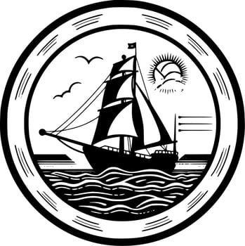 Nautical - Black and White Isolated Icon - Vector illustration