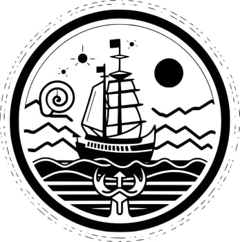 Nautical - Black and White Isolated Icon - Vector illustration