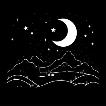 Night Sky, Minimalist and Simple Silhouette - Vector illustration