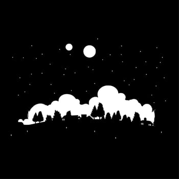 Night Sky - Black and White Isolated Icon - Vector illustration