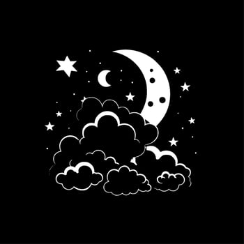 Night Sky, Black and White Vector illustration