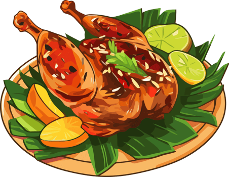 Inasal na manok or grilled chicken dish illustration, Filipino traditional food png