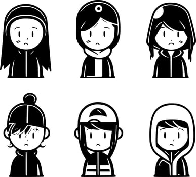 People - Black and White Isolated Icon - Vector illustration