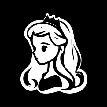 Princess - Black and White Isolated Icon - Vector illustration