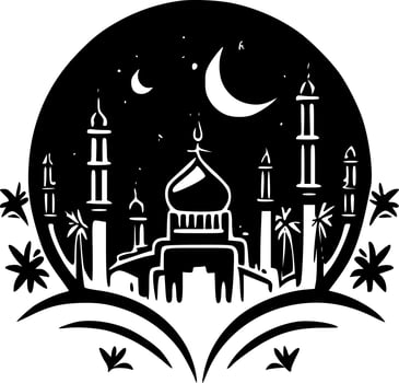 Ramadan - Black and White Isolated Icon - Vector illustration