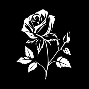 Rose - Black and White Isolated Icon - Vector illustration