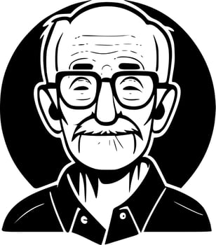 Senior - Black and White Isolated Icon - Vector illustration