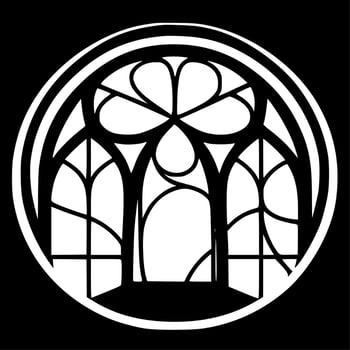 Stained Glass, Black and White Vector illustration