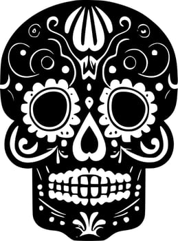 Sugar Skull, Black and White Vector illustration