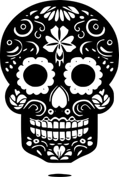 Sugar Skull, Black and White Vector illustration