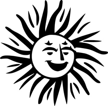 Sun - Black and White Isolated Icon - Vector illustration