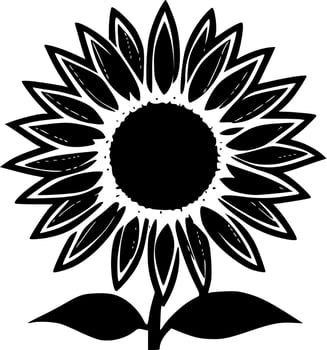 Sunflower - Black and White Isolated Icon - Vector illustration
