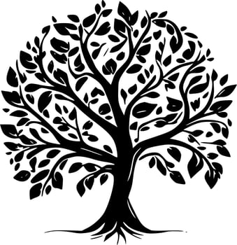 Tree of Life, Black and White Vector illustration