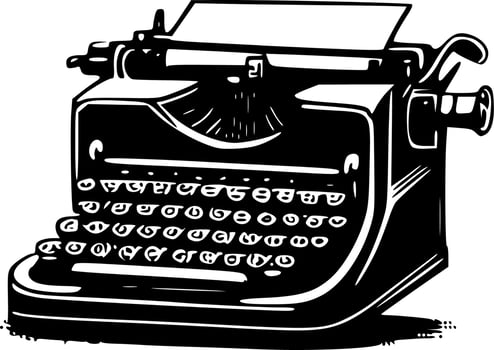 Typewriter - Black and White Isolated Icon - Vector illustration