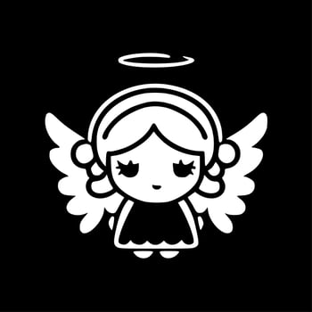 Angel, Black and White Vector illustration