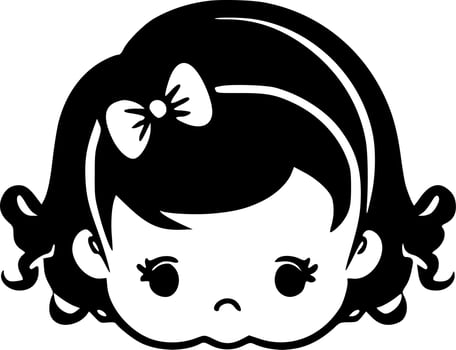 Baby Girl, Black and White Vector illustration
