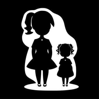 Big Sister, Black and White Vector illustration