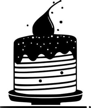 Birthday Cake - Black and White Isolated Icon - Vector illustration