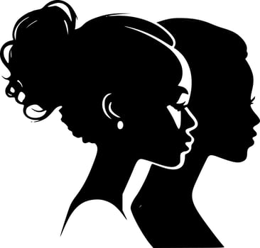 Black Women - Black and White Isolated Icon - Vector illustration