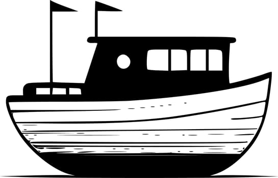 Boat, Minimalist and Simple Silhouette - Vector illustration