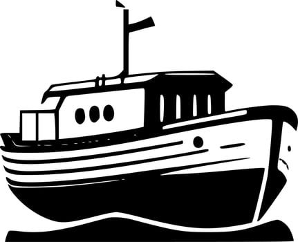 Boat, Black and White Vector illustration