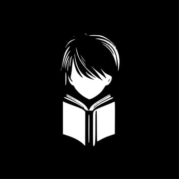 Book Lover - Black and White Isolated Icon - Vector illustration