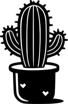 Cactus - Black and White Isolated Icon - Vector illustration
