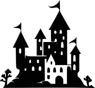 Castle - Black and White Isolated Icon - Vector illustration