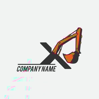 Excavator latter X logo template vector. Heavy equipment logo vector for construction company.