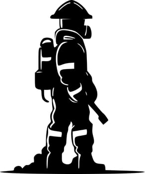 Firefighter - Black and White Isolated Icon - Vector illustration