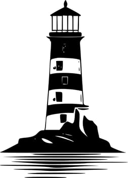 Lighthouse, Black and White Vector illustration