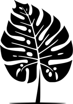 Monstera, Black and White Vector illustration
