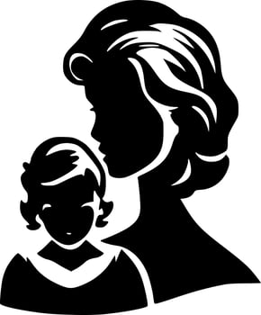 Mother - Black and White Isolated Icon - Vector illustration