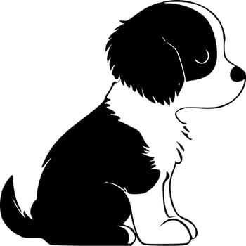 Puppy, Black and White Vector illustration