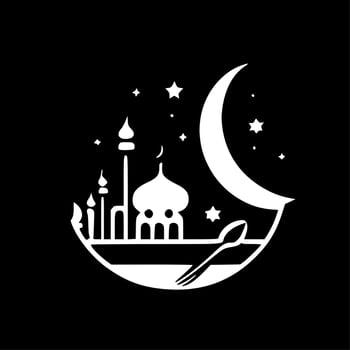 Ramadan - Black and White Isolated Icon - Vector illustration