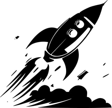 Rocket - Black and White Isolated Icon - Vector illustration