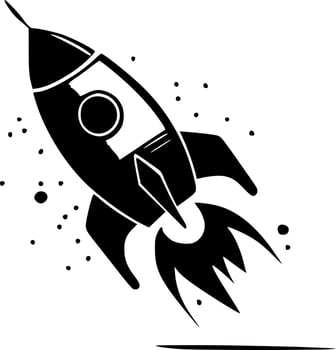 Rocket - Black and White Isolated Icon - Vector illustration