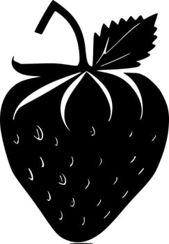 Strawberry, Black and White Vector illustration
