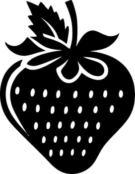 Strawberry, Black and White Vector illustration