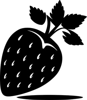 Strawberry - Black and White Isolated Icon - Vector illustration