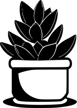 Succulent, Black and White Vector illustration