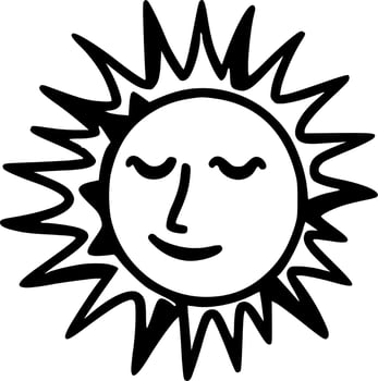 Sun - Black and White Isolated Icon - Vector illustration