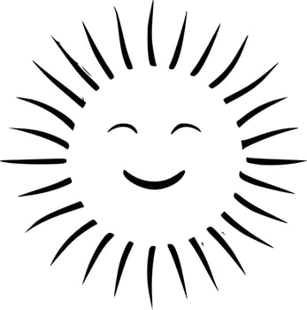Sunshine - Black and White Isolated Icon - Vector illustration