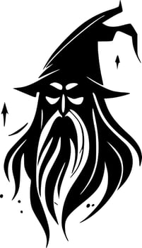Wizard, Black and White Vector illustration