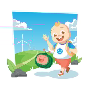 Cute Boy Walks With a Cute Watermelon Going to School vector