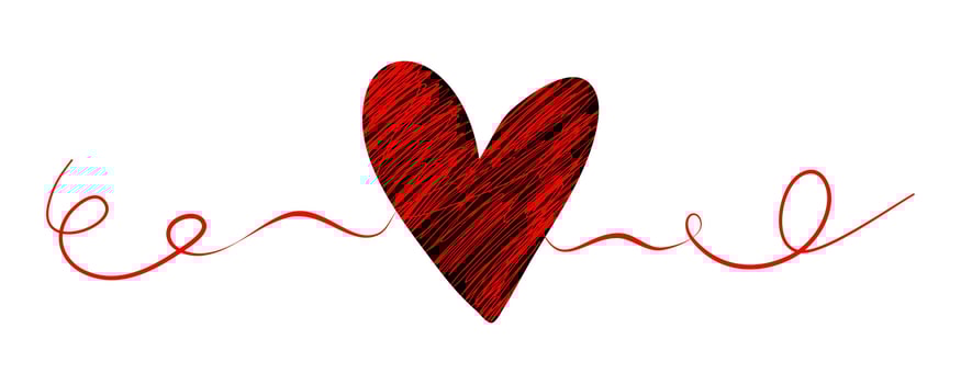 Love Heart Line Tangled Drawing. vector