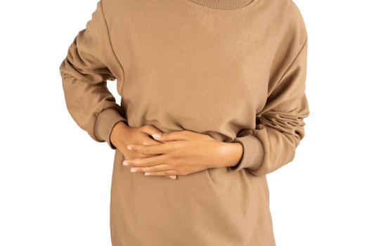 Women hold the belly with both hands. pain in the kidney png
