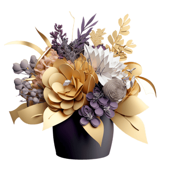 Vase Bouquet Decorated Flowers Transparent. png
